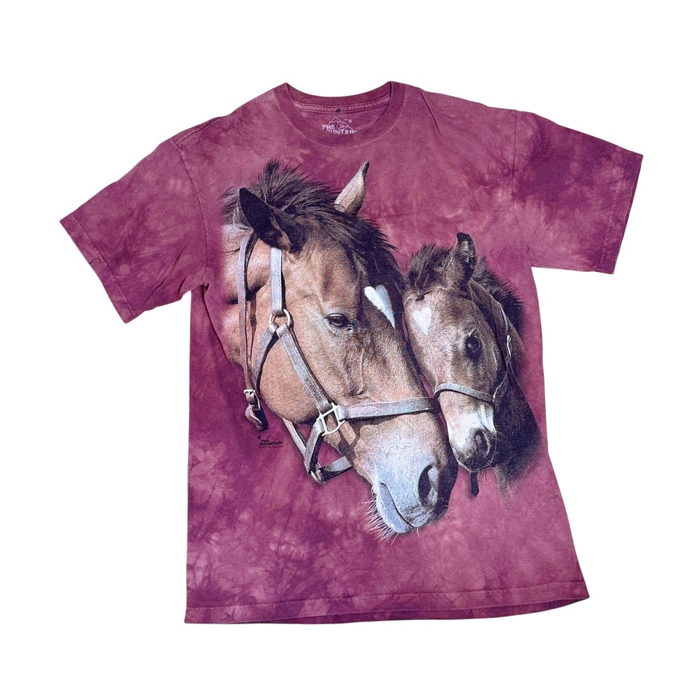 VTG The Mountain Horse Shirt Graphic T Burgundy Tie Dye Y2K Equestrian Western M